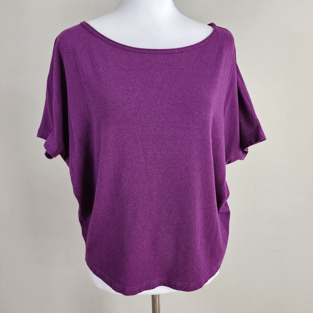 Bamboo T Shirt Womens Small Purple Jersey‎ Relaxed Top Oversize Made In Canada